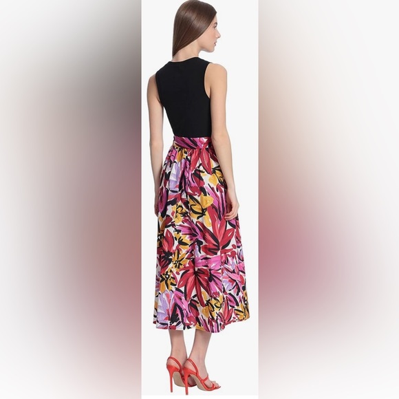 Donna Morgan Berry & Black Meadow Midi Dress Size 8P (12UK) NWT - Picture 4 of 17